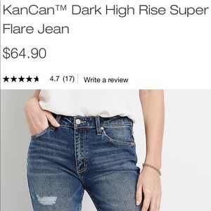 Kancan high rise flare with distressing